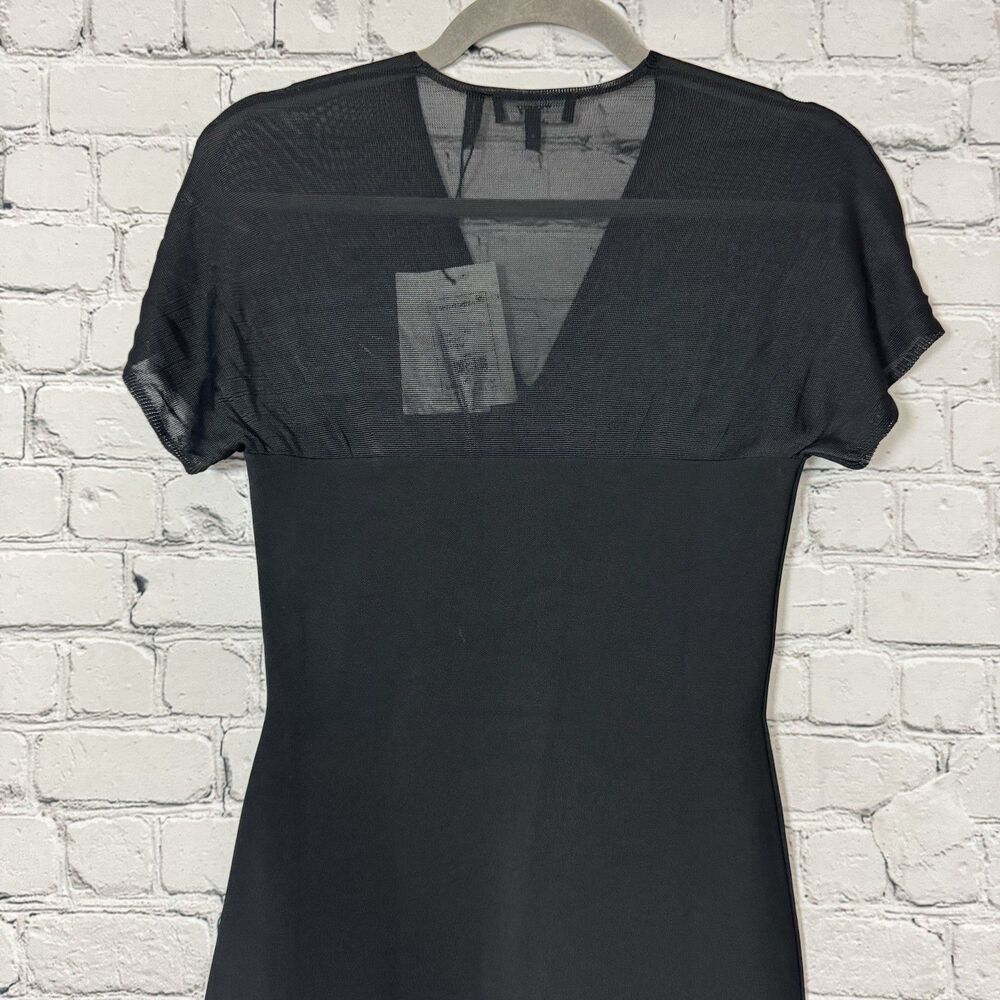 NWT Theory Kimono Illusion Fitted Dress in Black Glossed Women Size Small S LBD - Picture 14 of 16